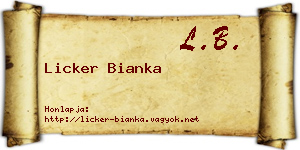 Licker Bianka névjegykártya
